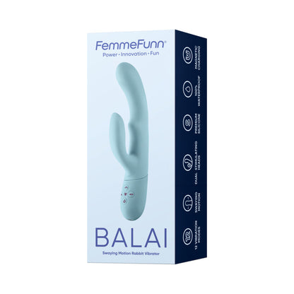 FEMMEFUNN - RECHARGEABLE SILICONE SWAYING MOTION DUAL STIMULATION VIBRATOR LIGHT BLUE