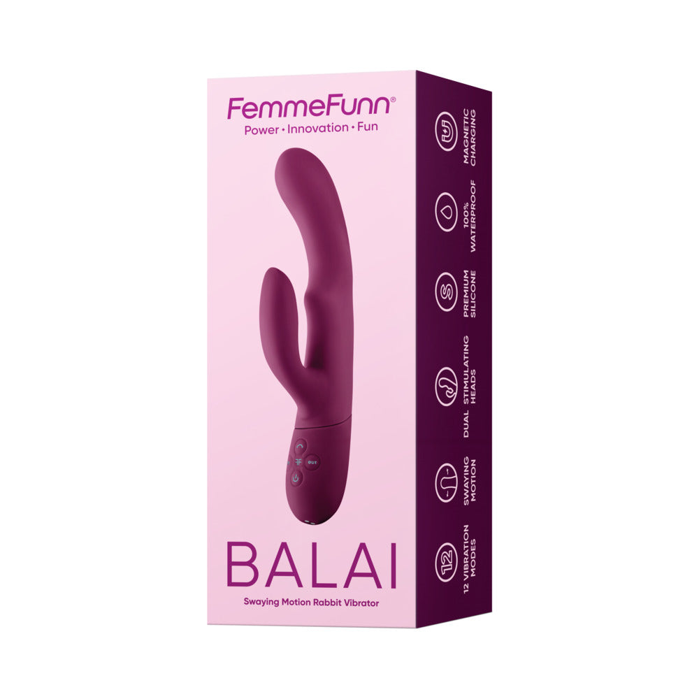 FEMMEFUNN - BALAI RECHARGEABLE SILICONE SWAYING MOTION DUAL STIMULATION VIBRATOR DARK FUCHSIA