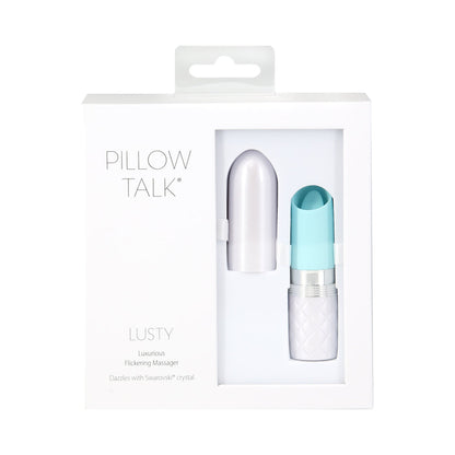 BMS - PILLOW TALK LUSTY SILICONE FLICKERING LIPSTICK VIBRATOR WITH SWAROVSKI CRYSTAL TEAL
