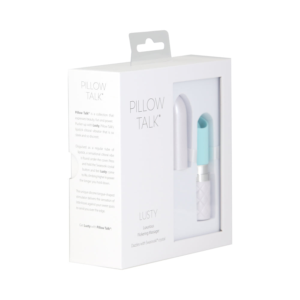 BMS - PILLOW TALK LUSTY SILICONE FLICKERING LIPSTICK VIBRATOR WITH SWAROVSKI CRYSTAL TEAL