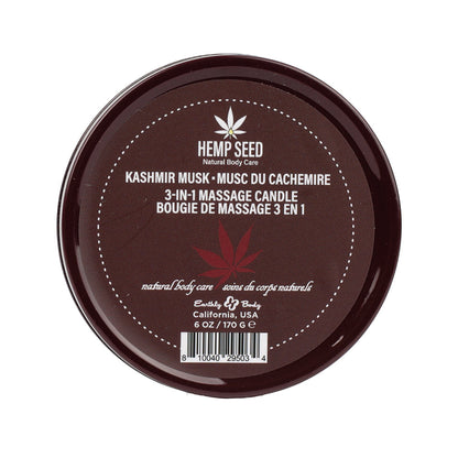 EARTHLY BODY - HEMP SEED 3-IN-1 MASSAGE CANDLE KASHMIR MUSK 6 OZ.