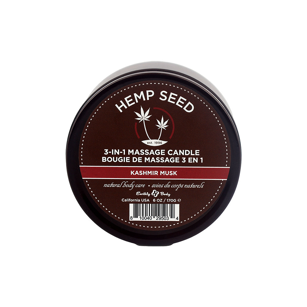 EARTHLY BODY - HEMP SEED 3-IN-1 MASSAGE CANDLE KASHMIR MUSK 6 OZ.