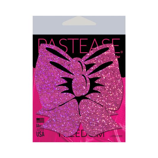 PASTEASE - BOW: HOT PINK GLITTER BOWS NIPPLE PASTIES
