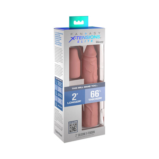 PIPEDREAM - FANTASY X-TENSIONS ELITE 8 IN. SILICONE SLEEVE WITH 2 IN. EXTENDER BEIGE