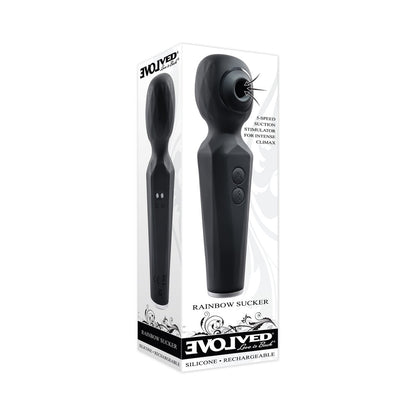EVOLVED - VIBRADOR DE SUCÇÃO RAINBOW COM LUZ, RECARREGÁVEL, COM FUNÇÃO DUPLA E VENTOSA EM SILICONE, PRETO