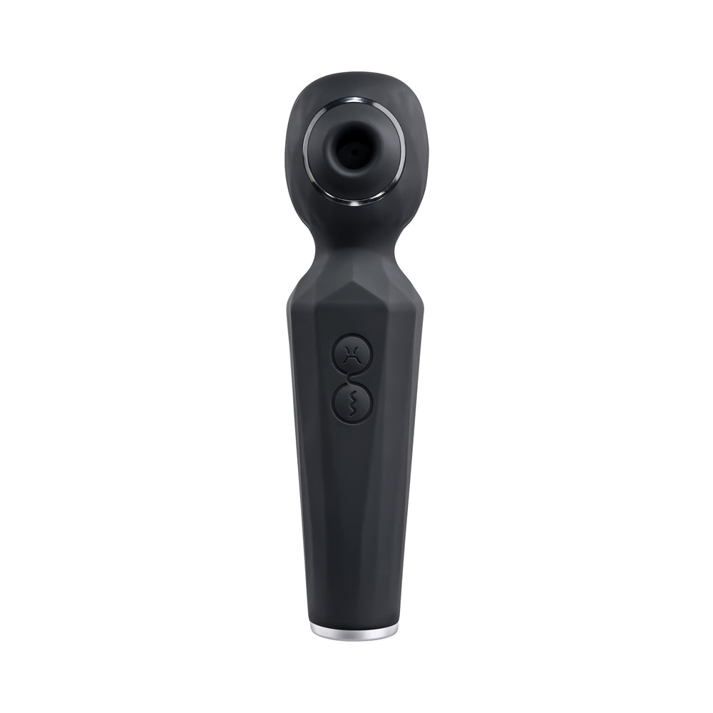 EVOLVED - VIBRADOR DE SUCÇÃO RAINBOW COM LUZ, RECARREGÁVEL, COM FUNÇÃO DUPLA E VENTOSA EM SILICONE, PRETO