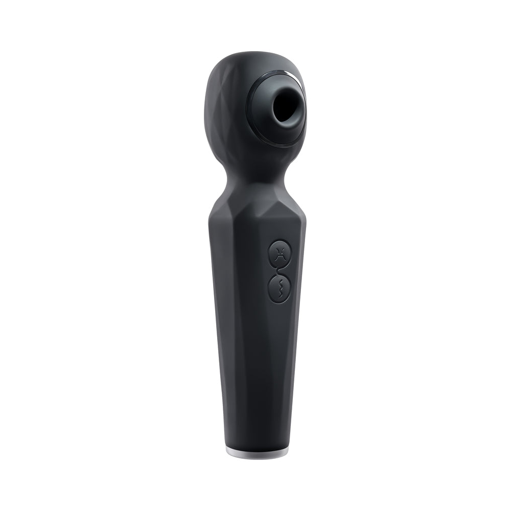 EVOLVED - VIBRADOR DE SUCÇÃO RAINBOW COM LUZ, RECARREGÁVEL, COM FUNÇÃO DUPLA E VENTOSA EM SILICONE, PRETO