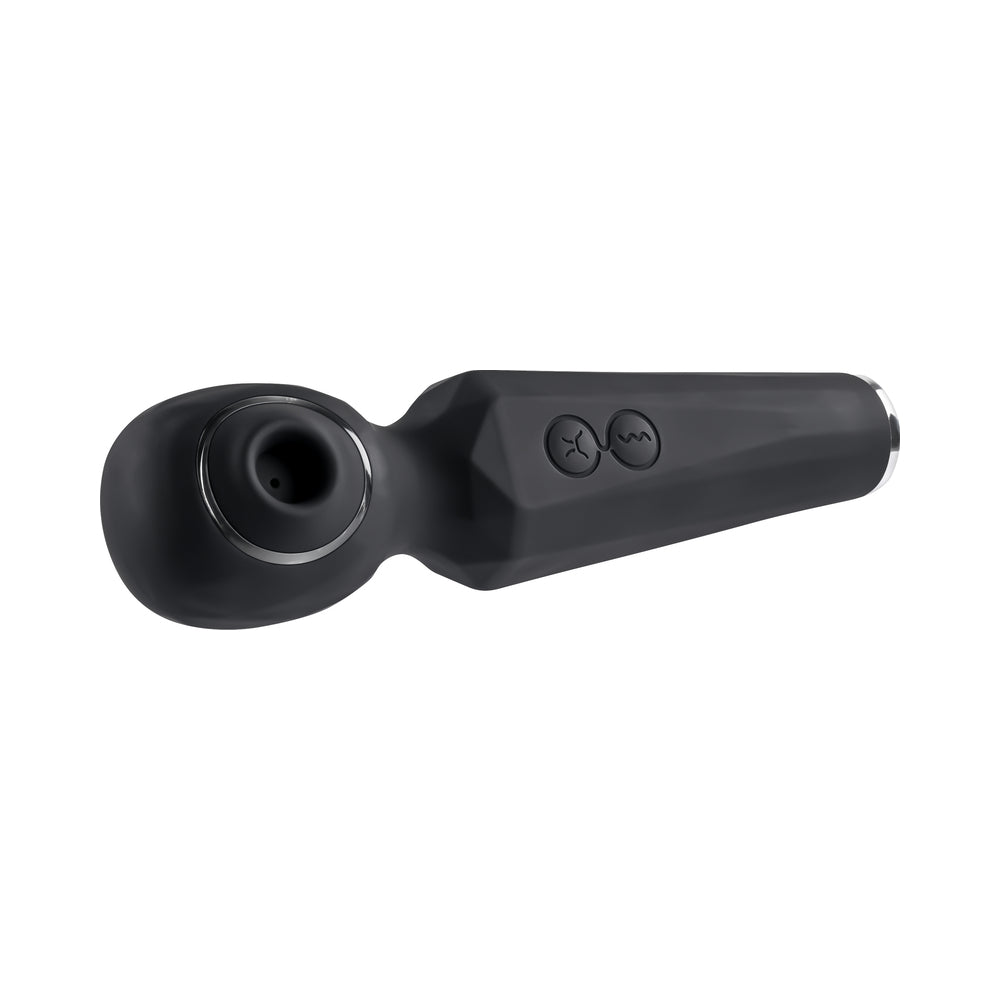 EVOLVED - VIBRADOR DE SUCÇÃO RAINBOW COM LUZ, RECARREGÁVEL, COM FUNÇÃO DUPLA E VENTOSA EM SILICONE, PRETO