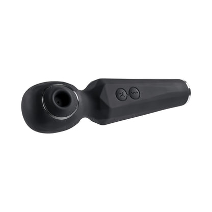 EVOLVED - VIBRADOR DE SUCÇÃO RAINBOW COM LUZ, RECARREGÁVEL, COM FUNÇÃO DUPLA E VENTOSA EM SILICONE, PRETO