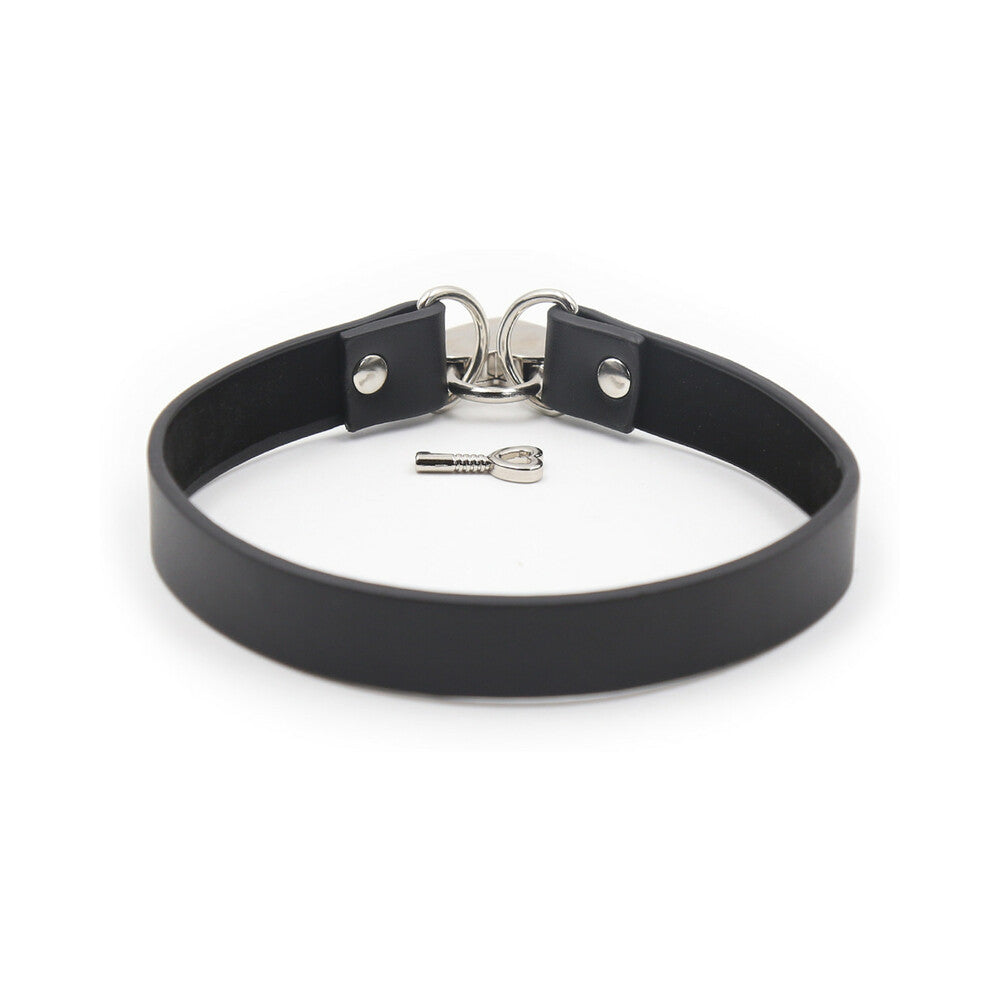 PLE'SUR - PVC COLLAR WITH HEART LOCK & KEY BLACK BAG PACKAGING