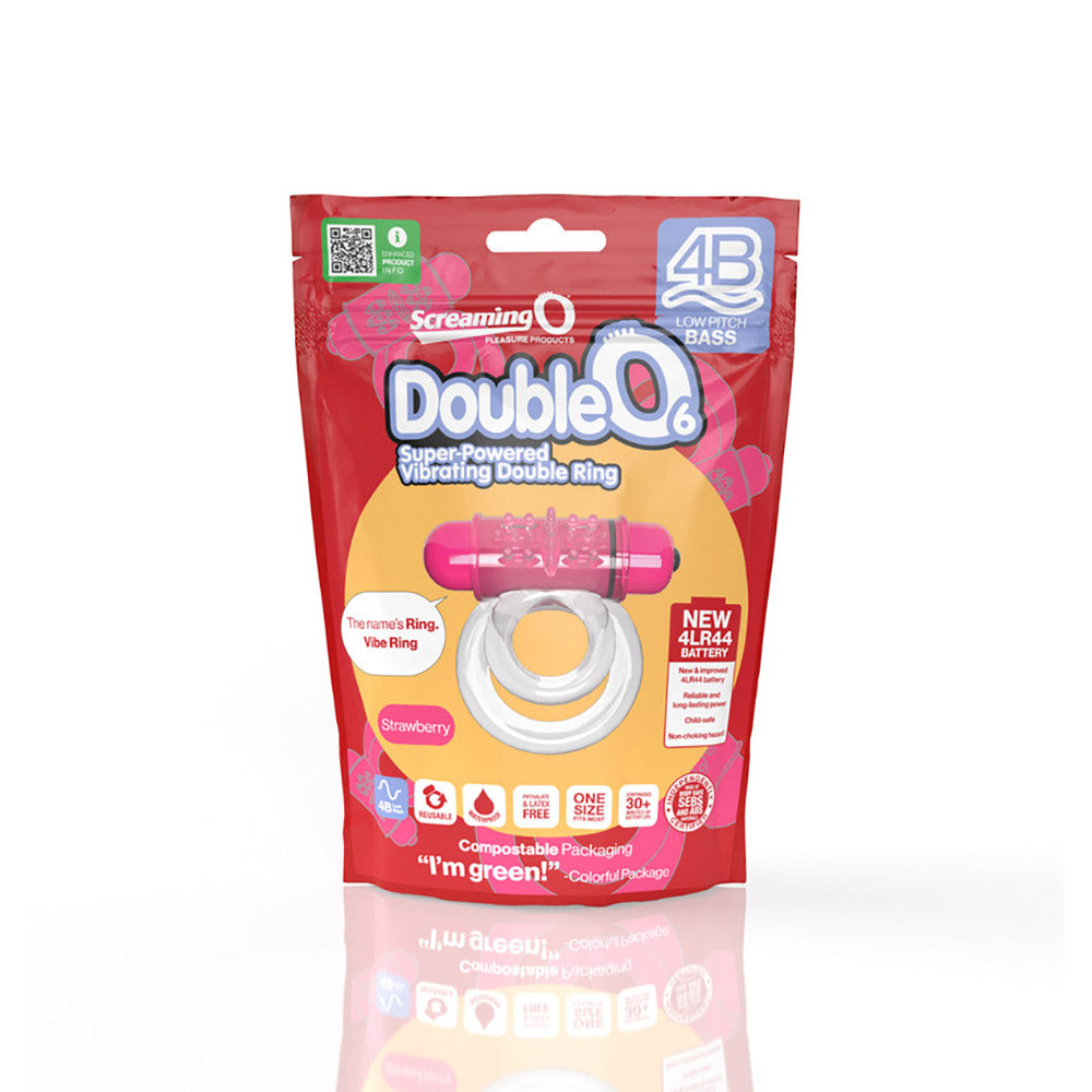 SCREAMING O - 4B DOUBLEO 6 VIBRATING DOUBLE COCK RING STRAWBERRY