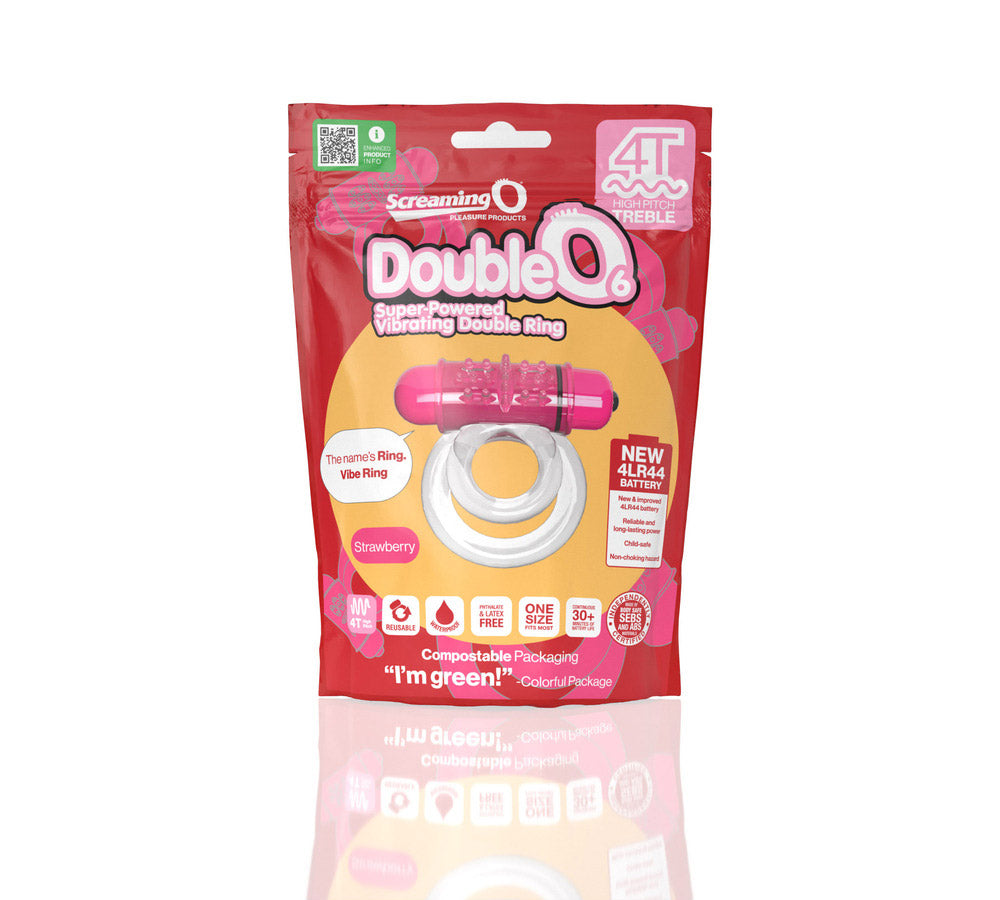 SCREAMING O - 4T DOUBLEO 6 VIBRATING DOUBLE COCK RING STRAWBERRY