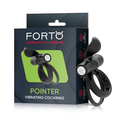 FORTO - POINTER RECHARGEABLE SILICONE VIBRATING DUAL COCKRING WITH EXTERNAL STIMULATOR