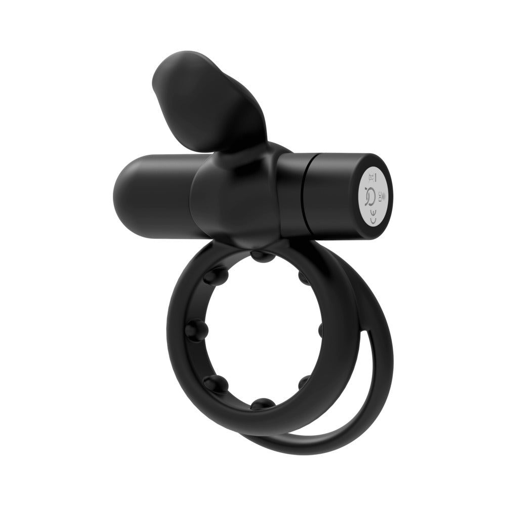 FORTO - POINTER RECHARGEABLE SILICONE VIBRATING DUAL COCKRING WITH EXTERNAL STIMULATOR