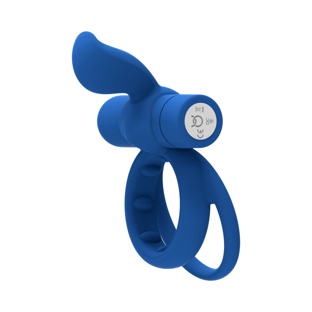FORTO - POINTER RECHARGEABLE SILICONE VIBRATING DUAL COCKRING WITH EXTERNAL STIMULATOR