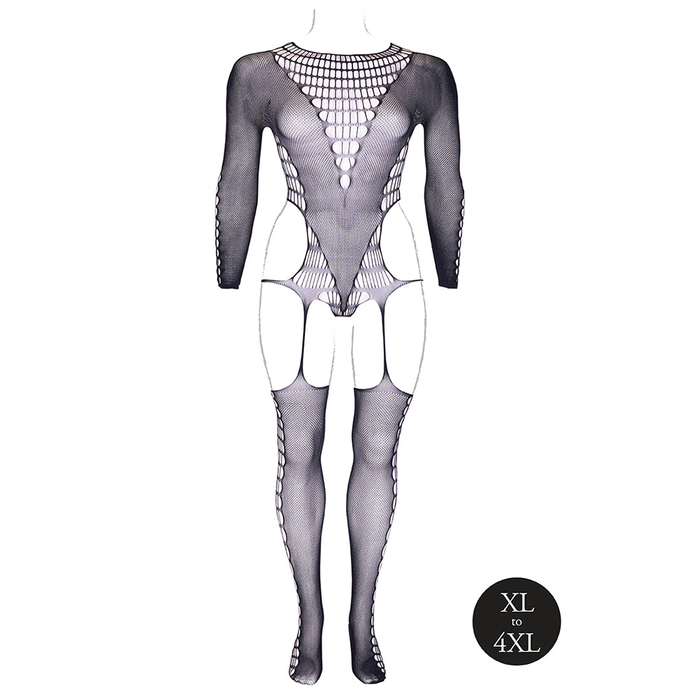 SHOTS - LE DESIR SHADE KALYKE XXIII BODYSTOCKING WITH TURTLENECK BLACK QUEEN SIZE