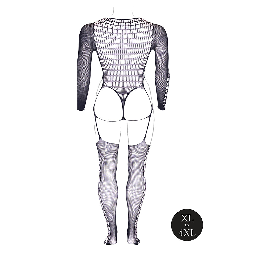 SHOTS - LE DESIR SHADE KALYKE XXIII BODYSTOCKING WITH TURTLENECK BLACK QUEEN SIZE
