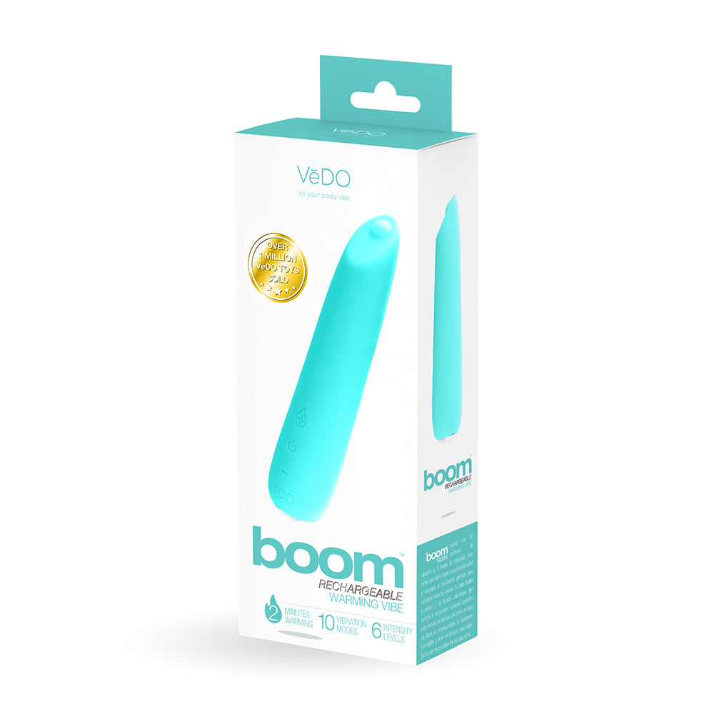 VEDO - VIBRADOR SLIMLINE DE SILICONE RECARREGÁVEL COM AQUECIMENTO BOOM