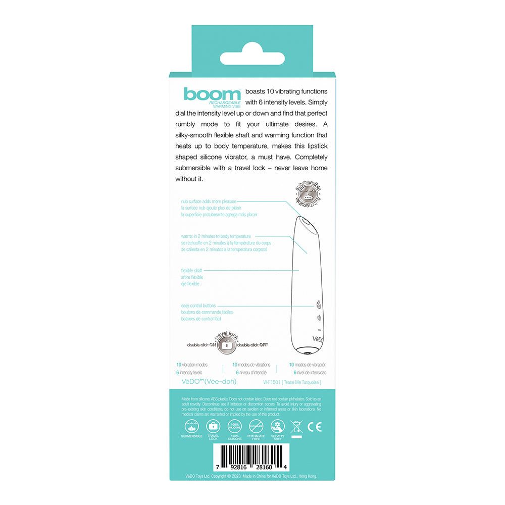 VEDO - VIBRADOR SLIMLINE DE SILICONE RECARREGÁVEL COM AQUECIMENTO BOOM