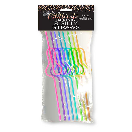 LITTLE GENIE - GLITTERATI PENIS PARTY SILLY STRAWS 8-PACK