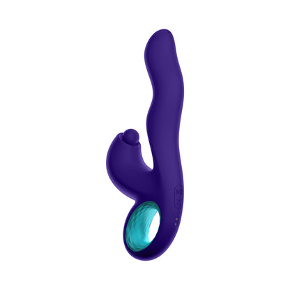 FEMMEFUNN - KLIO RECHARGEABLE SILICONE TRIPLE ACTION THUMPING RABBIT VIBRATOR DARK PURPLE