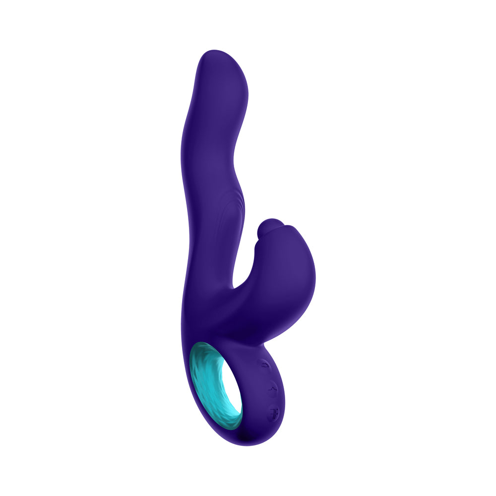 FEMMEFUNN - KLIO RECHARGEABLE SILICONE TRIPLE ACTION THUMPING RABBIT VIBRATOR DARK PURPLE