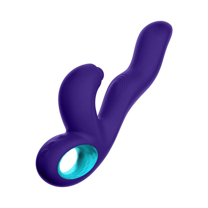 FEMMEFUNN - KLIO RECHARGEABLE SILICONE TRIPLE ACTION THUMPING RABBIT VIBRATOR DARK PURPLE