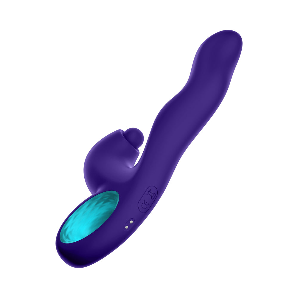 FEMMEFUNN - KLIO RECHARGEABLE SILICONE TRIPLE ACTION THUMPING RABBIT VIBRATOR DARK PURPLE