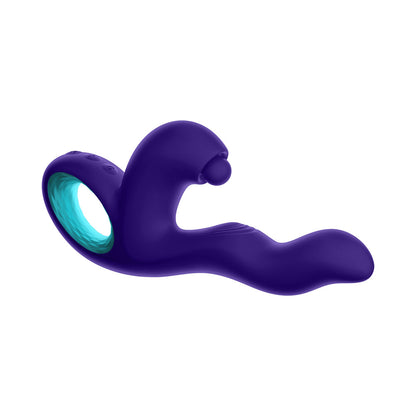 FEMMEFUNN - KLIO RECHARGEABLE SILICONE TRIPLE ACTION THUMPING RABBIT VIBRATOR DARK PURPLE