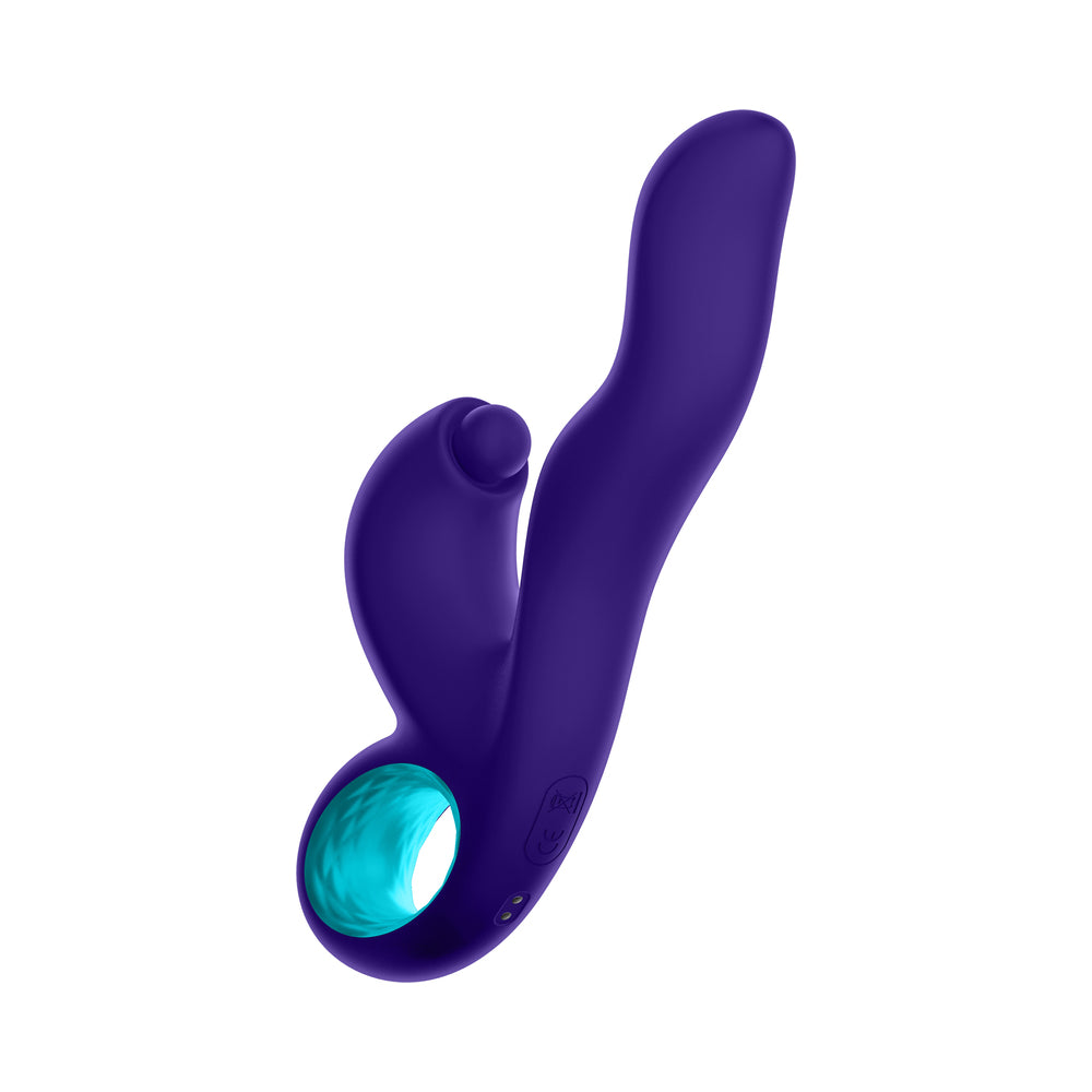 FEMMEFUNN - KLIO RECHARGEABLE SILICONE TRIPLE ACTION THUMPING RABBIT VIBRATOR DARK PURPLE