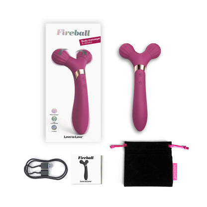 LOVELY PLANET - MASSAJADOR CORPORAL E VIBRADOR DE SILICONE RECARREGÁVEL DE PONTA DUPLA FIREBALL PLUM STAR