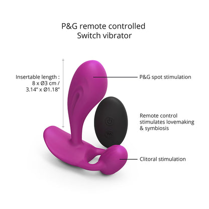 LOVELY PLANET - LOVE TO LOVE WITTY RECHARGEABLE REMOTE-CONTROLLED SILICONE P & G VIBRATOR SWEET ORCHID