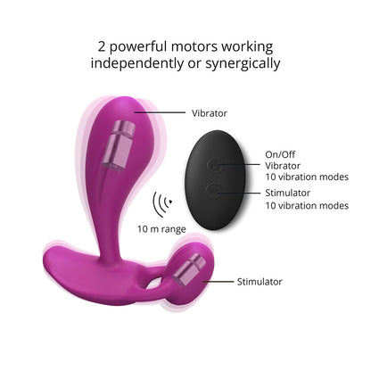 LOVELY PLANET - LOVE TO LOVE WITTY RECHARGEABLE REMOTE-CONTROLLED SILICONE P & G VIBRATOR SWEET ORCHID