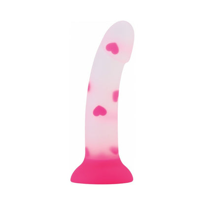 HOTT PRODUCTS - DILDO FLEXÍVEL SWEET SEX SWEETHEART 7 POL. SILICONE COM ESTAMPADO DE CORAÇÕES ROSA