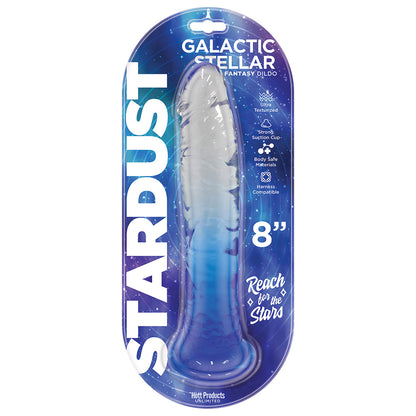 HOTT PRODUCTS - DILDO FANTASY TEXTURIZADO STARDUST GALACTIC STELLAR 8 POL. AZUL CRISTAL