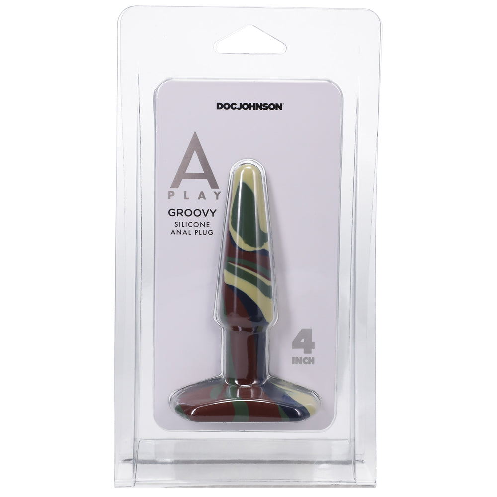 DOC JOHNSON - A-PLAY GROOVY 4 POL. PLUG ANAL EM SILICONE CAMUFLADO