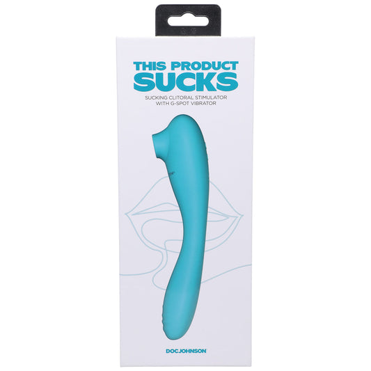 DOC JOHNSON - THIS PRODUCT SUCKS RECHARGEABLE BENDABLE DUAL ENDED SILICONE SUCKING CLITORAL STIMULATOR & G-SPOT VIBRATOR TEAL