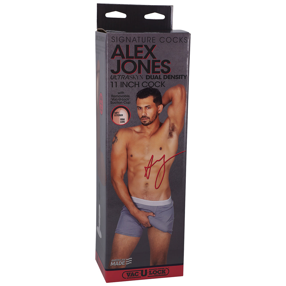 DOC JOHNSON - SIGNATURE COCKS ALEX JONES ULTRASKYN 11 IN. DUAL DENSITY DILDO WITH REMOVABLE VAC-U-LOCK SUCTION CUP TAN