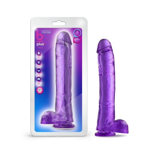BLUSH - B YOURS PLUS HEFTY N' HUNG 14 IN. DILDO WITH BALLS PURPLE