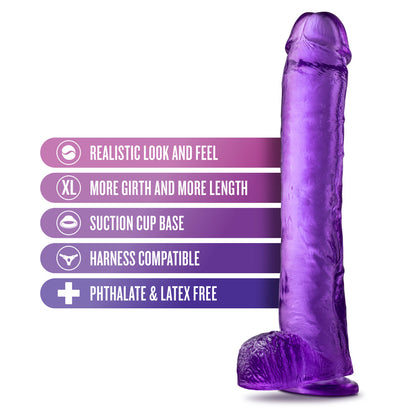 BLUSH - B YOURS PLUS HEFTY N' HUNG 14 IN. DILDO WITH BALLS PURPLE