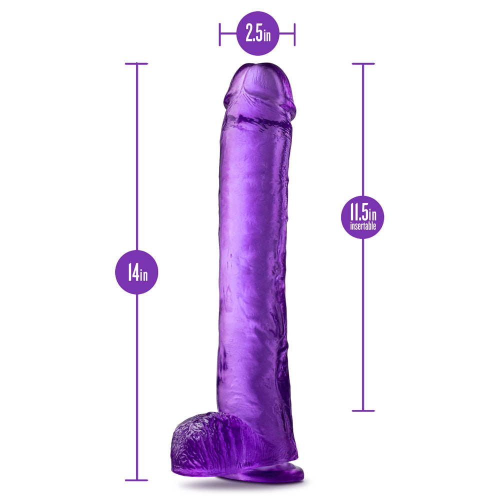 BLUSH - B YOURS PLUS HEFTY N' HUNG 14 IN. DILDO WITH BALLS PURPLE