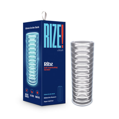 BLUSH - RIZE! RIBZ GLOW IN THE DARK SELF-LUBRICATING STROKER CLEAR