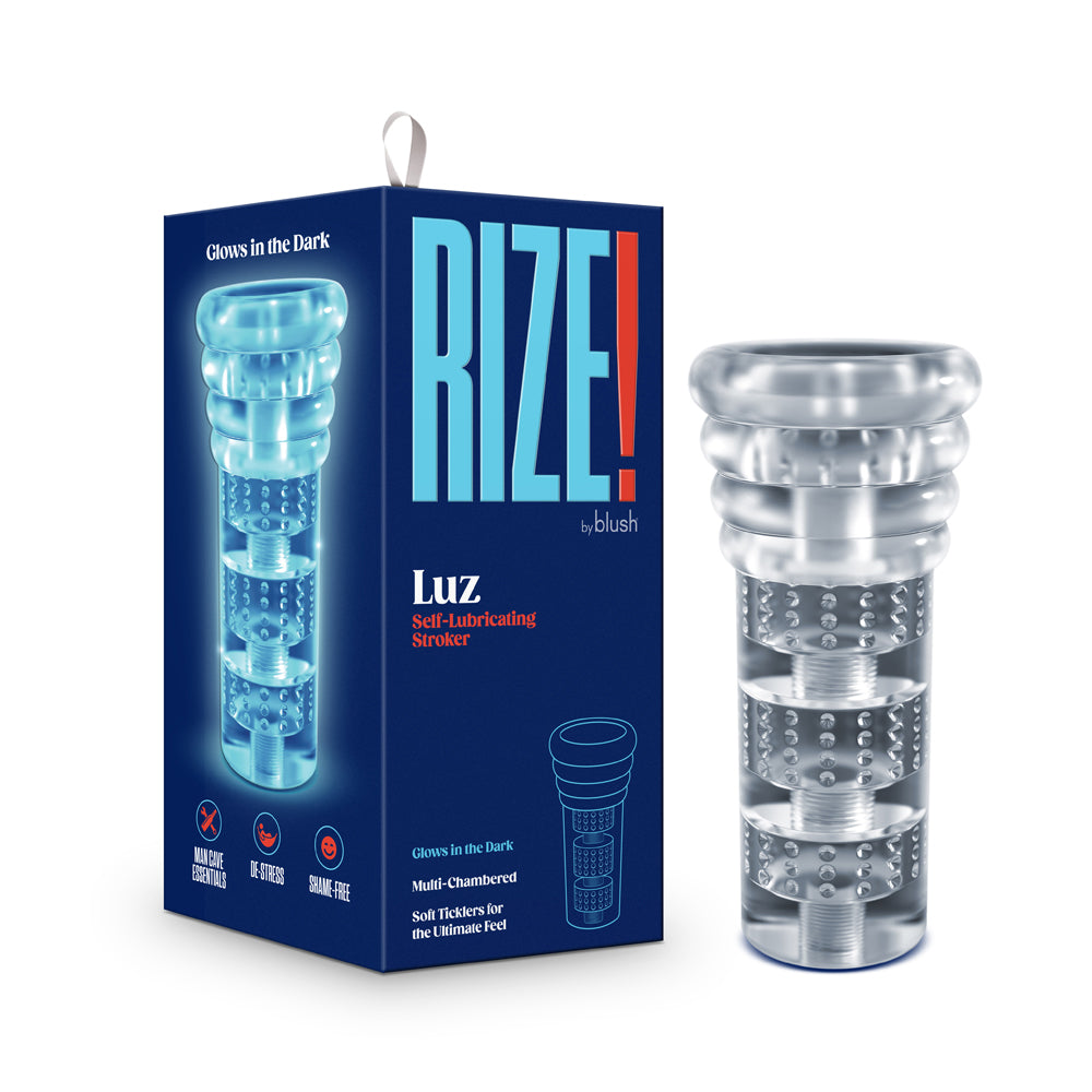 BLUSH - RIZE! LUZ GLOW IN THE DARK SELF-LUBRICATING STROKER CLEAR
