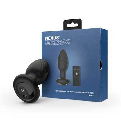 NEXUS - TORNADO RECHARGEABLE REMOTE-CONTROLLED ROTATING & VIBRATING TEXTURED SILICONE ANAL PLUG BLACK