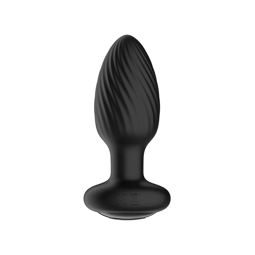 NEXUS - TORNADO RECHARGEABLE REMOTE-CONTROLLED ROTATING & VIBRATING TEXTURED SILICONE ANAL PLUG BLACK