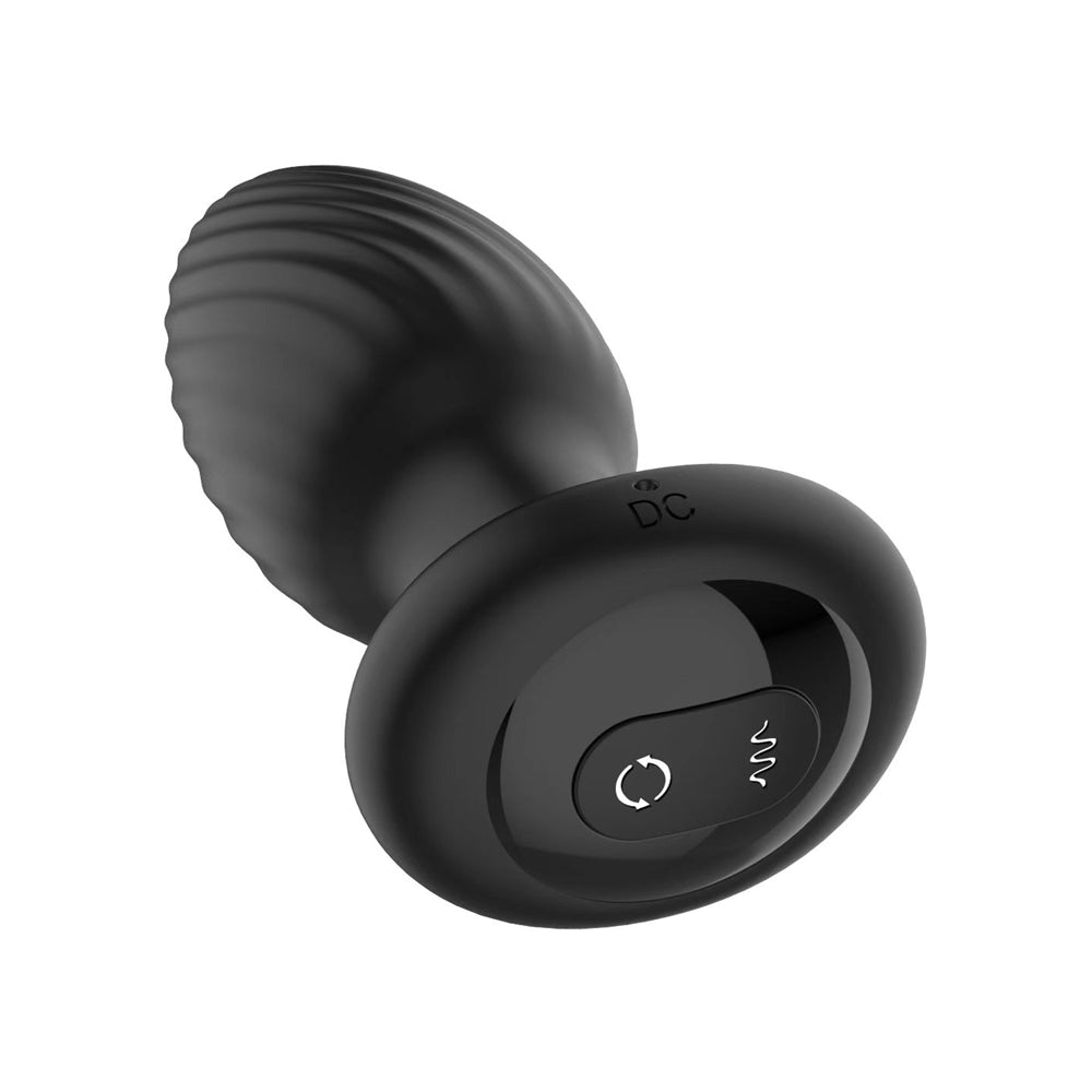 NEXUS - TORNADO RECHARGEABLE REMOTE-CONTROLLED ROTATING & VIBRATING TEXTURED SILICONE ANAL PLUG BLACK