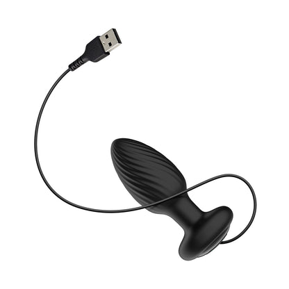 NEXUS - TORNADO RECHARGEABLE REMOTE-CONTROLLED ROTATING & VIBRATING TEXTURED SILICONE ANAL PLUG BLACK