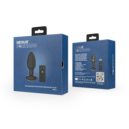 NEXUS - TORNADO RECHARGEABLE REMOTE-CONTROLLED ROTATING & VIBRATING TEXTURED SILICONE ANAL PLUG BLACK