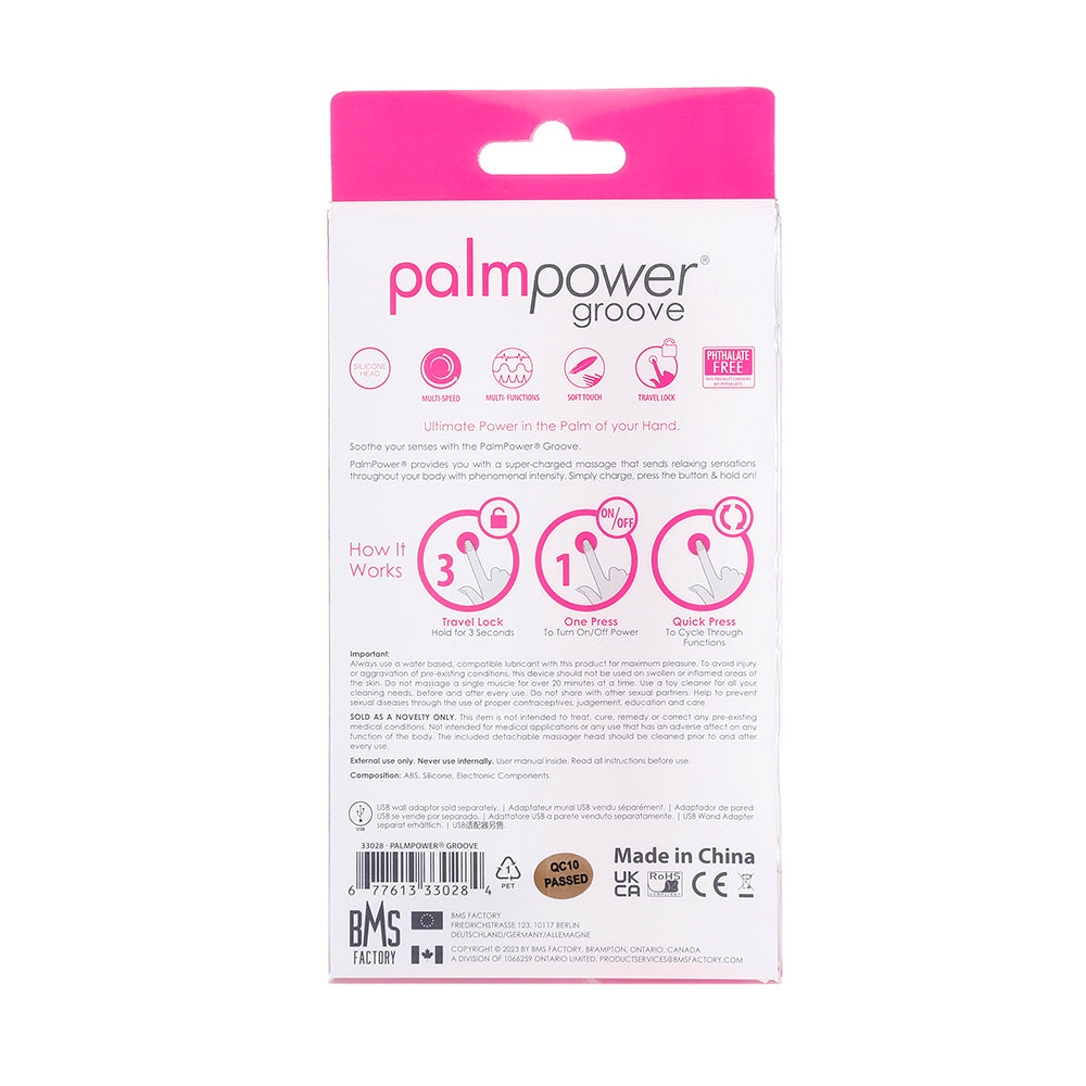 BMS - PALMPOWER GROOVE RECHARGEABLE SILICONE MINI WAND MASSAGER FUCHSIA