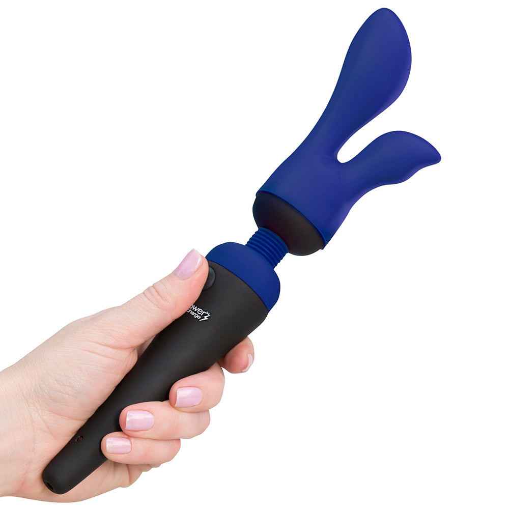 BMS - PALMPOWER PALMSENSUAL ATTACHMENTS 2-PIECE SILICONE MASSAGER HEADS BLUE